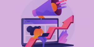 ilustração de uma notebook com megafone