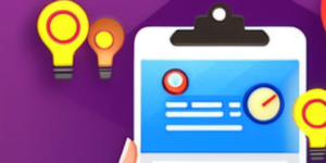 Ilustração da visão de uma pessoa segurando uma prancheta